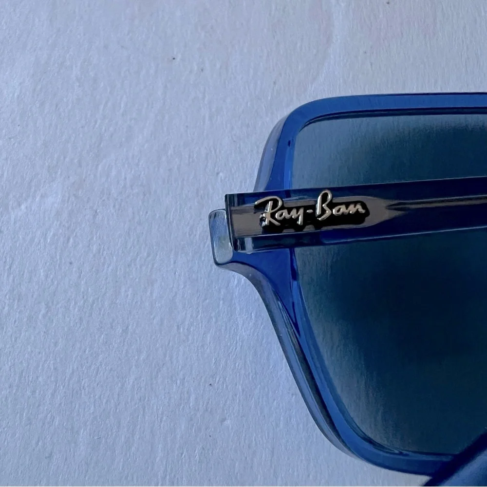RAY-BAN WOMENS SQUARE II RB  1973 6587 SUNGLASSES TRUE BLUE TRANSPARENT NWOT